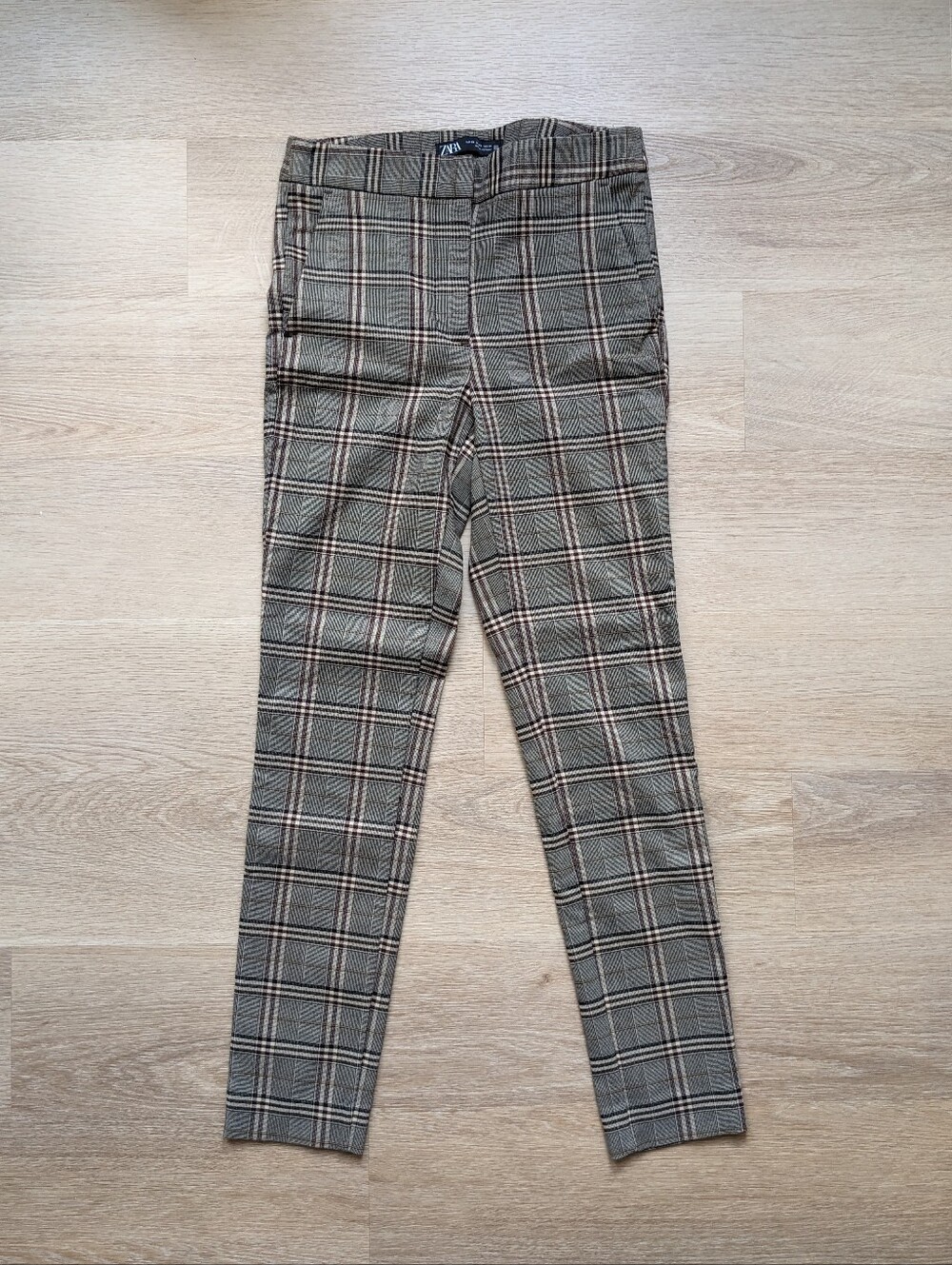 Zara Plaid Straight Leg Trouser Pants